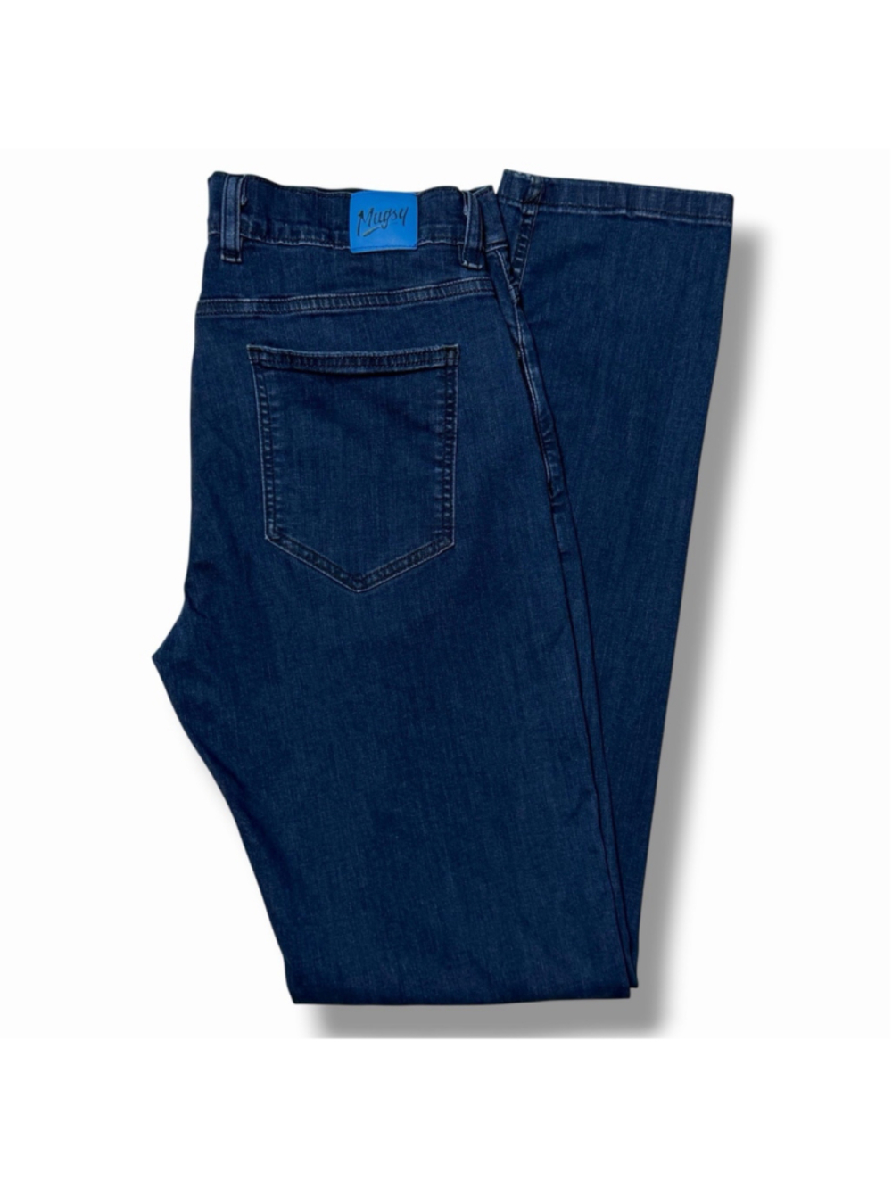 Mugsy Studio Blues Jeans Men’s 36x36 (36x34) Blue Stretch Denim Slim Straight